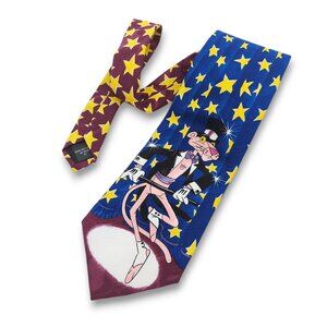 VTG Pink Panther Star Tapping Tie‎ 90s Novelty Cartoon Neckwear 55.5” x 4” USA
